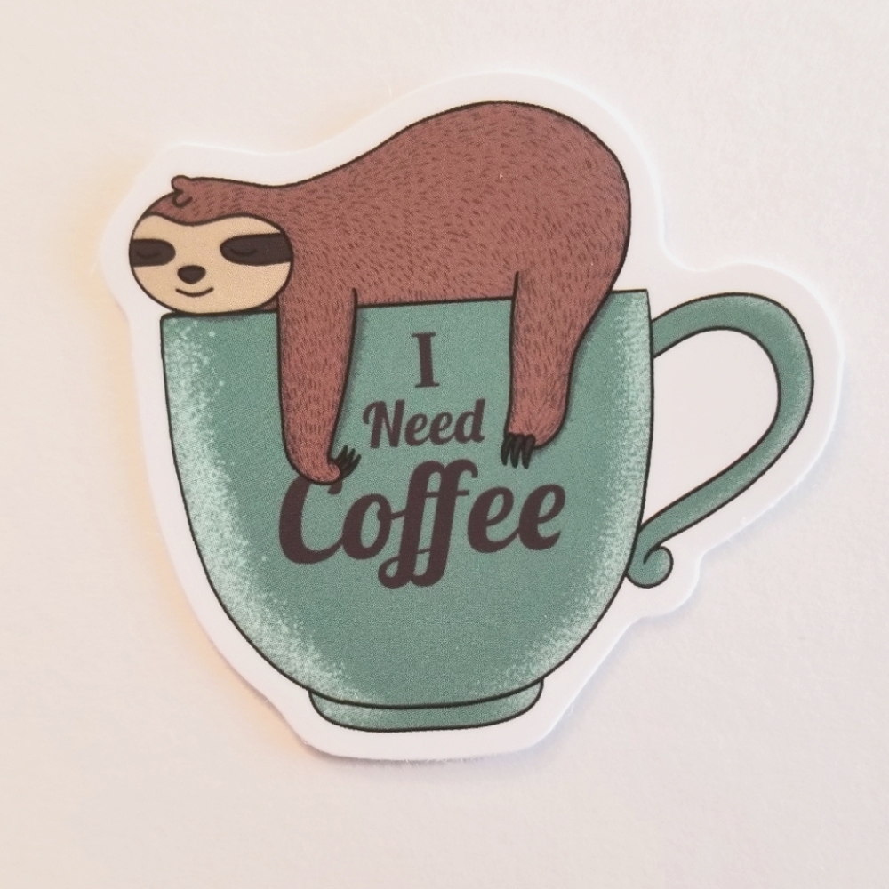 10/$10 I Need Coffee Sloth Sticker